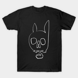 Hand-drawn white skull with ears T-Shirt